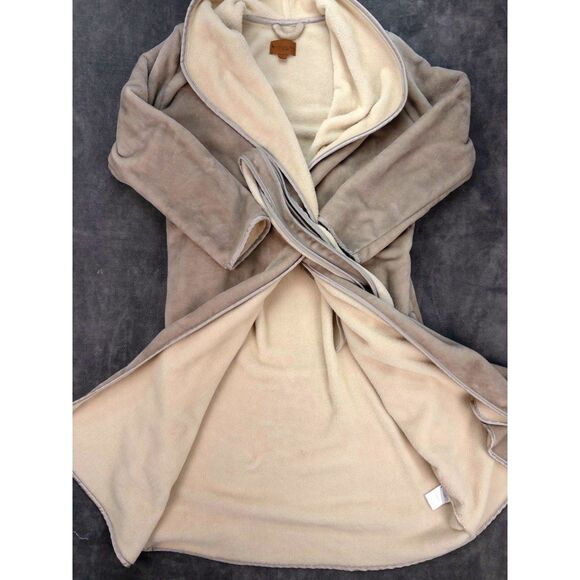 Koolaburra By Ugg Womens M Bathrobe Cozy Plush Ivory Belted Waist Robe Pockets - Picture 2 of 4